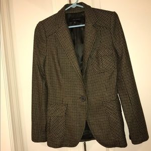 Zara single button wool gingham blazer